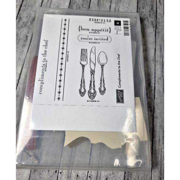 Stampin' Up! Other - Stampin' Up Compliments To the Chef Rubber Stamp Set 6pc Unmounted Menu